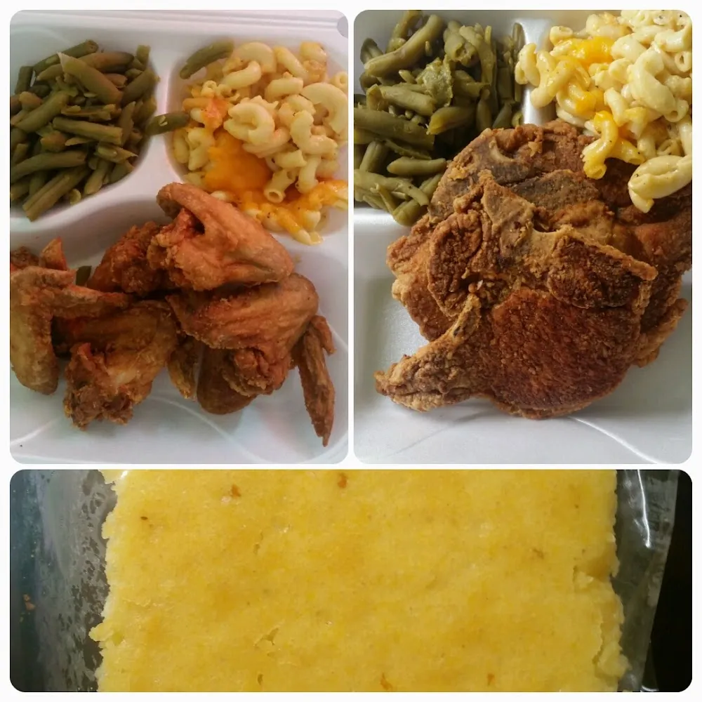 Chicken Macaroni and Cheese Collard Greens & Cornbread